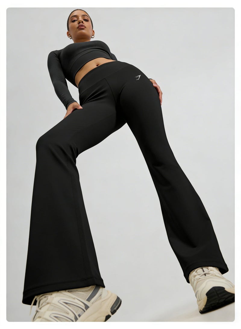 Gymshark Women's Black High-Waisted Flared Performance Leggings - Image 3