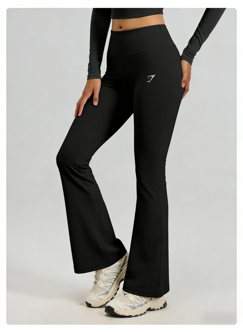 Gymshark Women's Black High-Waisted Flared Performance Leggings - Image 1