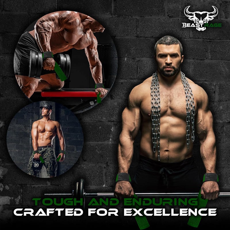BEAST RAGE Weight Lifting Straps Fitness Padded Cotton Wrist Support Gel Advanced Grips Dumbbell Bar Wraps Heavy Duty Gym Bodybuilding Straps Power Deadlift Barbells Non Slip Exercise - Image 3