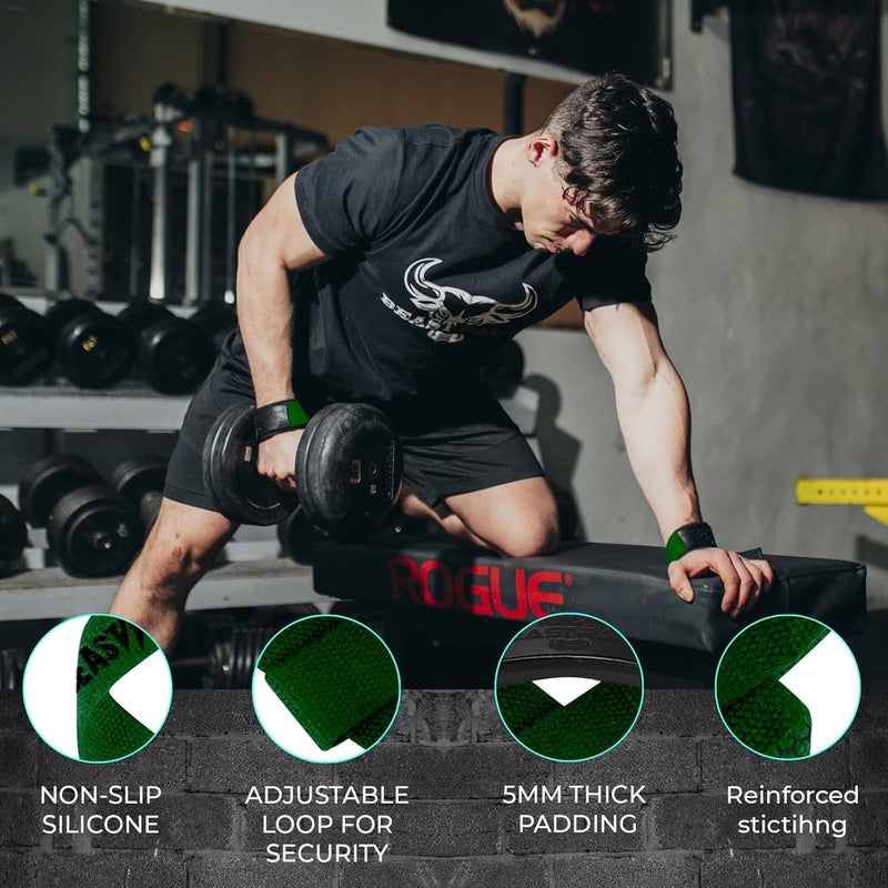 BEAST RAGE Weight Lifting Straps Fitness Padded Cotton Wrist Support Gel Advanced Grips Dumbbell Bar Wraps Heavy Duty Gym Bodybuilding Straps Power Deadlift Barbells Non Slip Exercise - Image 5