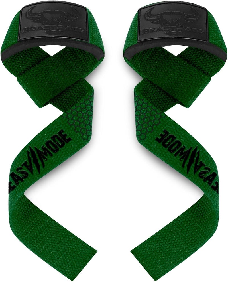 BEAST RAGE Weight Lifting Straps Fitness Padded Cotton Wrist Support Gel Advanced Grips Dumbbell Bar Wraps Heavy Duty Gym Bodybuilding Straps Power Deadlift Barbells Non Slip Exercise - Image 1