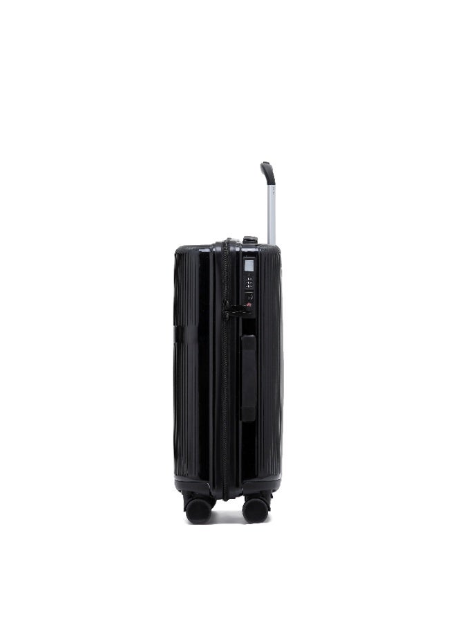 LIGHTGO 7624 black 20" carry-on cabin Suitcase luggage with TSA Lock travel case YKK zipper power bank pocket 100% PC light weight luggage - Image 3