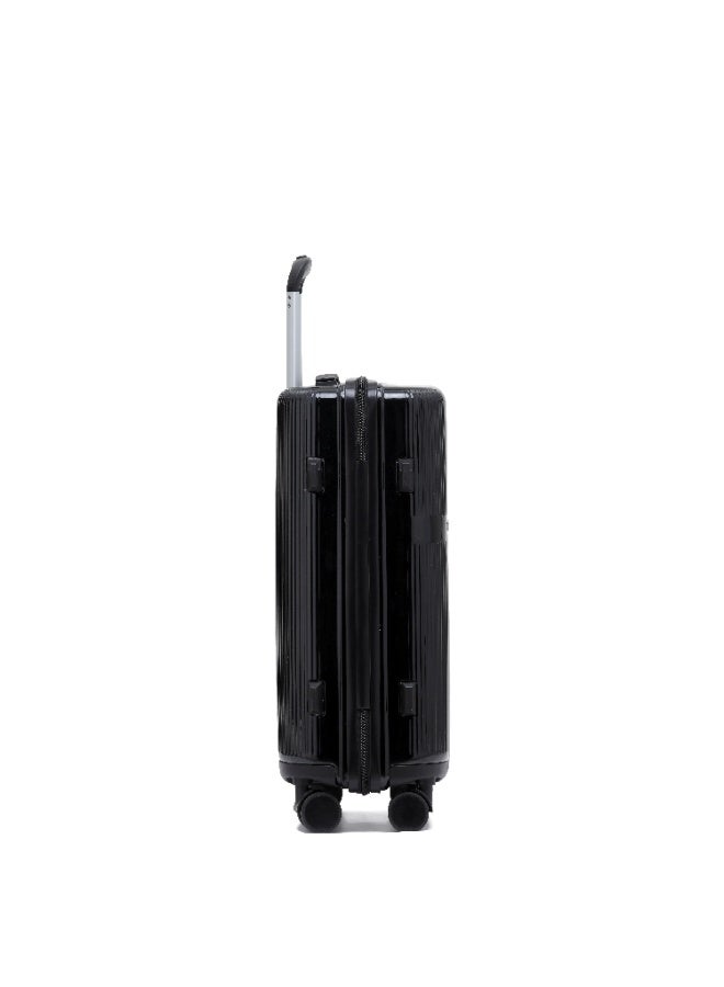 LIGHTGO 7624 black 20" carry-on cabin Suitcase luggage with TSA Lock travel case YKK zipper power bank pocket 100% PC light weight luggage - Image 4