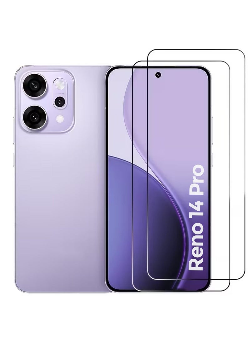 O Ozone [ 2 Pack ] Tempered Glass for Oppo Reno 14 Pro Screen Protector, 9H Hardness Black Edge Tempered Glass Film HD Clear, Case Friendly Screen Guard - Image 1