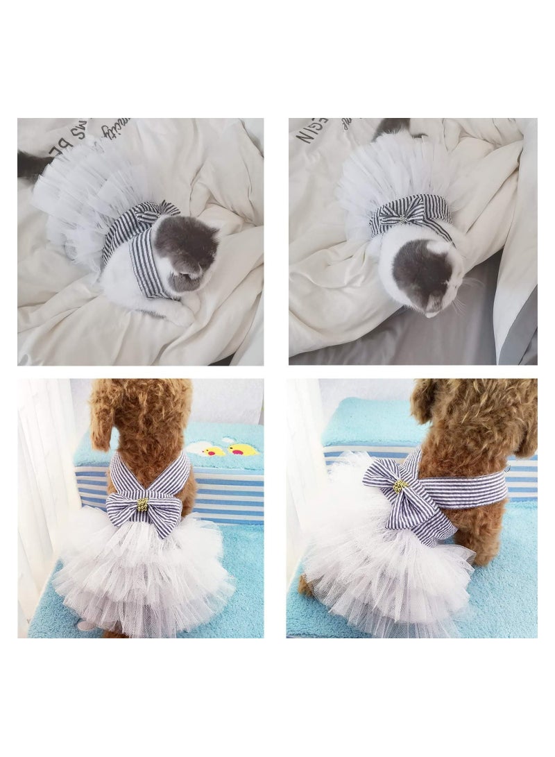 SYOSI Pet Dog Dresses Striped Mesh Puppy Dog Vest Tutu Princess Dress Skirt with Bowknot for Small Breed Dogs Cats Doggy Apparel Supplies (Small)  - Image 4