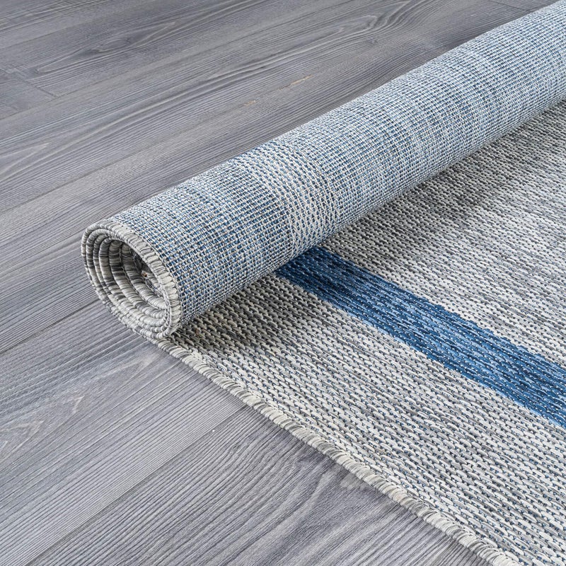 Luul Home Bordered Outdoor Rug 5x7 Washable Outside Carpet for Indoor Patio Porch Waterproof Easy Cleaning Non Shedding Area Rugs Silver Gray - Blue 5 x 7 - Image 5