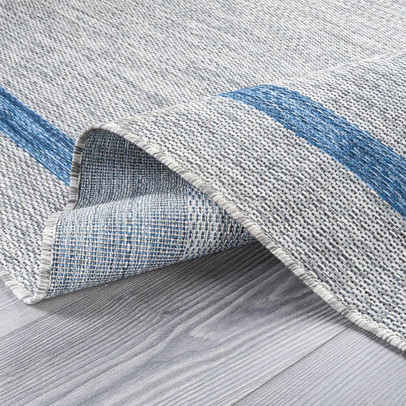 Luul Home Bordered Outdoor Rug 5x7 Washable Outside Carpet for Indoor Patio Porch Waterproof Easy Cleaning Non Shedding Area Rugs Silver Gray - Blue 5 x 7 - Image 3