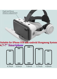 في آر شينيكون G15E VR نظارات IMAX 3D أفلام الواقع الافتراضي نظارات الواقع الافتراضي Google Cardboard Box VR خوذة للهاتف 4.7-7 بوصة، تدعم عصا التحكم في الألعاب (أبيض)  - Image 2
