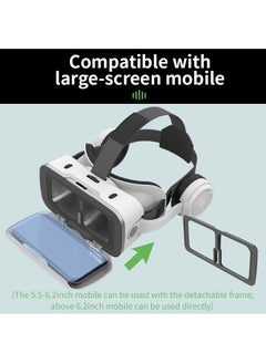 في آر شينيكون G15E VR نظارات IMAX 3D أفلام الواقع الافتراضي نظارات الواقع الافتراضي Google Cardboard Box VR خوذة للهاتف 4.7-7 بوصة، تدعم عصا التحكم في الألعاب (أبيض)  - Image 5