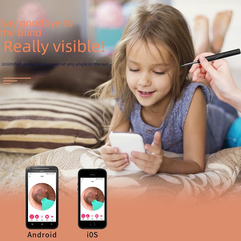Wholesale cross-border children NE17 visual ear pick ear pick wireless cleaning endoscope HD ear pick artifact(NE17 black split spoon head with 8-piece set) - Image 3