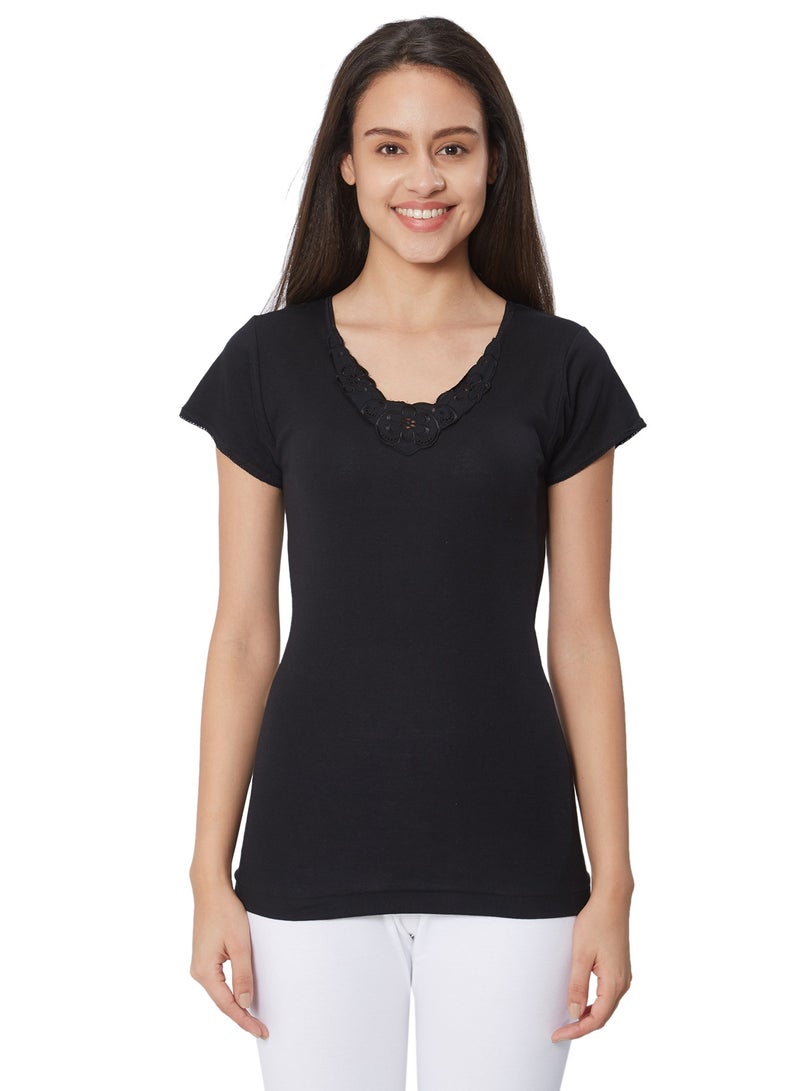 BYC WOMEN'S COTTON UNDERSHIRT (PACK OF 3) - BLACK - Image 4