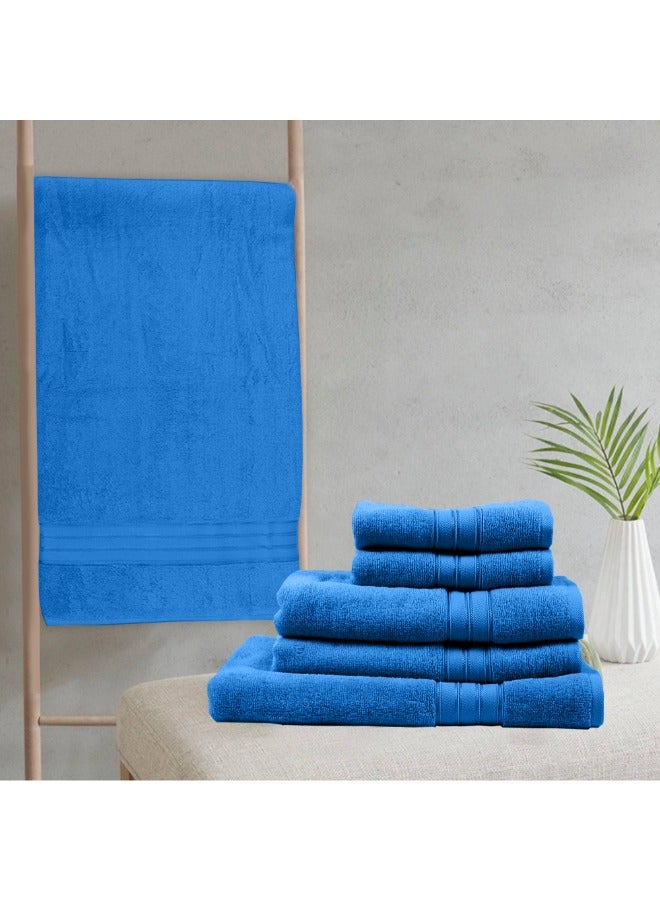 BYFT Home Trendy (Blue) Premium Cotton Hand Towel (50 X 90 Cm-Set Of 1) Highly Absorbent, High Quality Bath Linen With Striped Dobby 550 Gsm