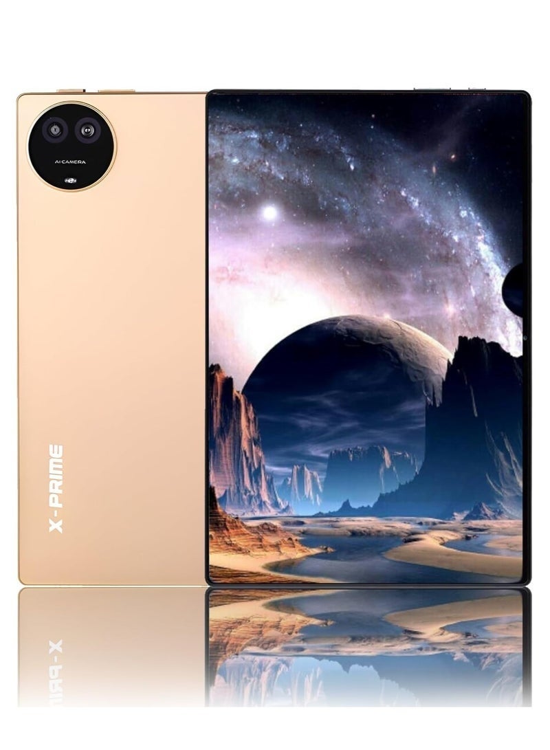 X - Prime A73 10.1" Android Tablet PC for Kids | AMOLED HD Display, Dual SIM 5G, 8GB RAM 256GB ROM | Slim Gold Design with Dual Camera, Wi-Fi, Google Meet & Zoom Support – Perfect for Study, Gaming & Entertainment - Image 1