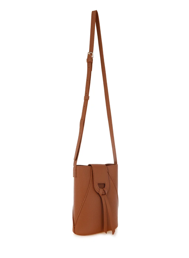 London Rag Flap Closure Sling Bag In Tan