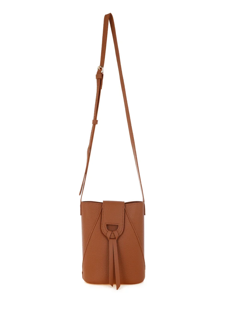 London Rag Flap Closure Sling Bag In Tan
