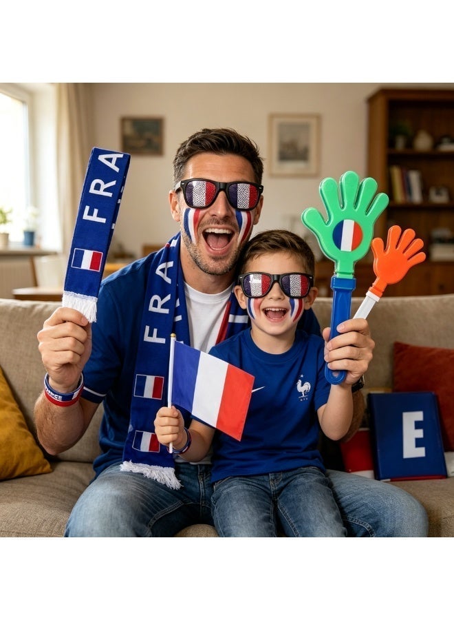 مجموعة تزيين مشجعي كأس العالم 2026 - معدات تزيين مشجعي المنتخب الفرنسي لكأس العالم، شريط ذراع، قمصان، نظارات، علم يد، مجموعة صافرة يد، مجموعة تزيين مشجع لدعم التصفيق في يوم المباراة، للرجال والنساء على حد سواء - Image 3