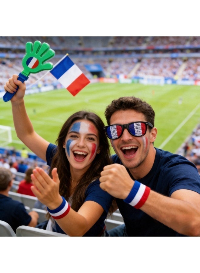 مجموعة تزيين مشجعي كأس العالم 2026 - معدات تزيين مشجعي المنتخب الفرنسي لكأس العالم، شريط ذراع، قمصان، نظارات، علم يد، مجموعة صافرة يد، مجموعة تزيين مشجع لدعم التصفيق في يوم المباراة، للرجال والنساء على حد سواء - Image 2