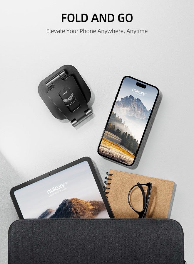 nulaxy حامل هاتف نولاكسي 360 دوار، قابل للتعديل بالكامل وقابل للطي، حامل مكتب للهاتف، مناسب للحالات السميكة، متوافق مع جميع الهواتف، نينتندو سويتش، أسود - Image 5