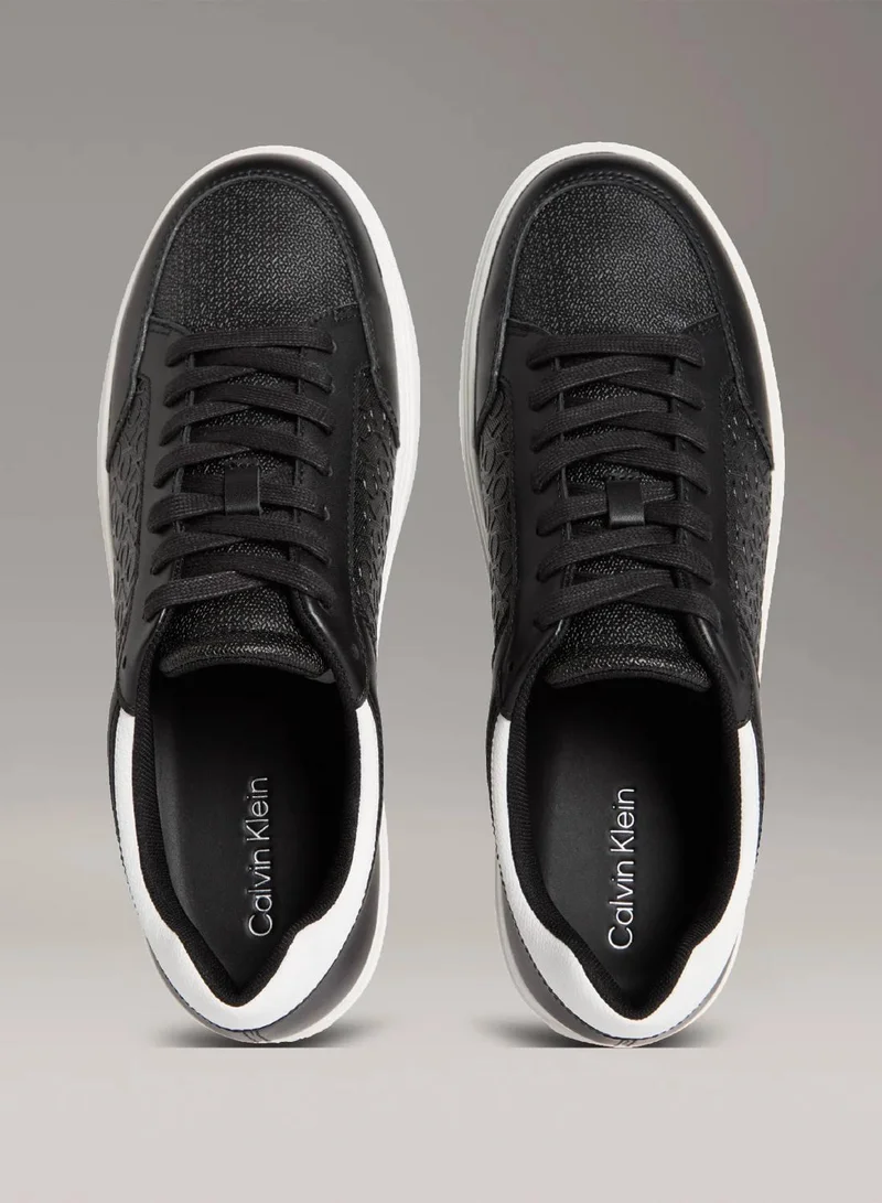 Calvin Klein Ck Black/Bright White Allover Monogram Trainers for Men | Best Price UAE