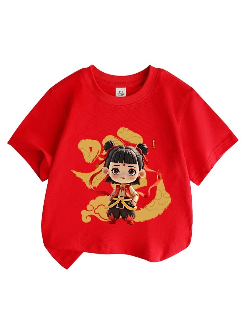 KUYING New Fashion Anime Printed T-shirt Nezha 1166 Cartoon Movie T-shirt  - Image 1