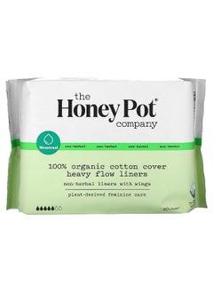 the Honey Pot company The Honey Pot Company, 100% Organic Cotton Cover Heavy Flow Liners, 20 Count  - Image 1