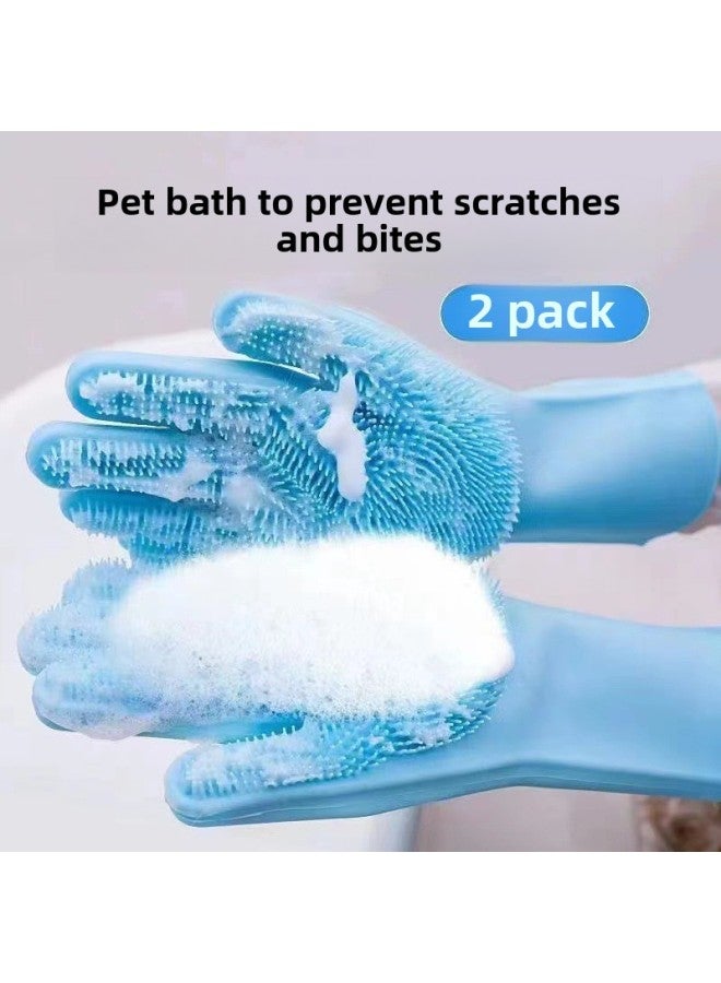 Silicone Gloves Silicone Cleaning Household Housekeeping Gloves Pet Wash-Free Kitchen Wash Silicone Gloves-Colour:Violet 120g  - Image 2