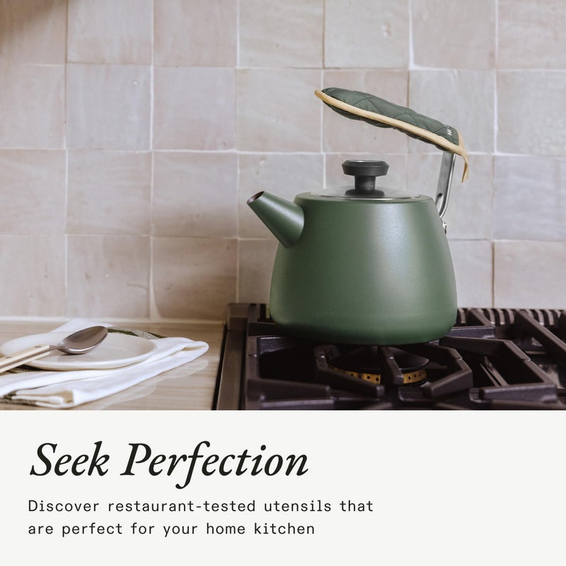 Madein Made In Cookware - 2 QT Kettle - Willow Green - Stainless Steel - With Built-In Temperature Gauge - Includes Handle Sleeve - Induction Compatible - Image 5
