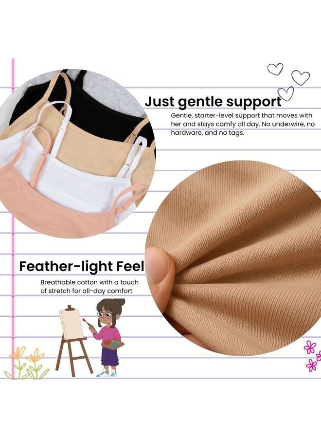Popular Cotton Girls Training Bra - Crop Cami Training Bras for Girls with Adjustable Straps. Cotton Bra Pack., 5 Pack - Neutrals, 14 Years - Image 4
