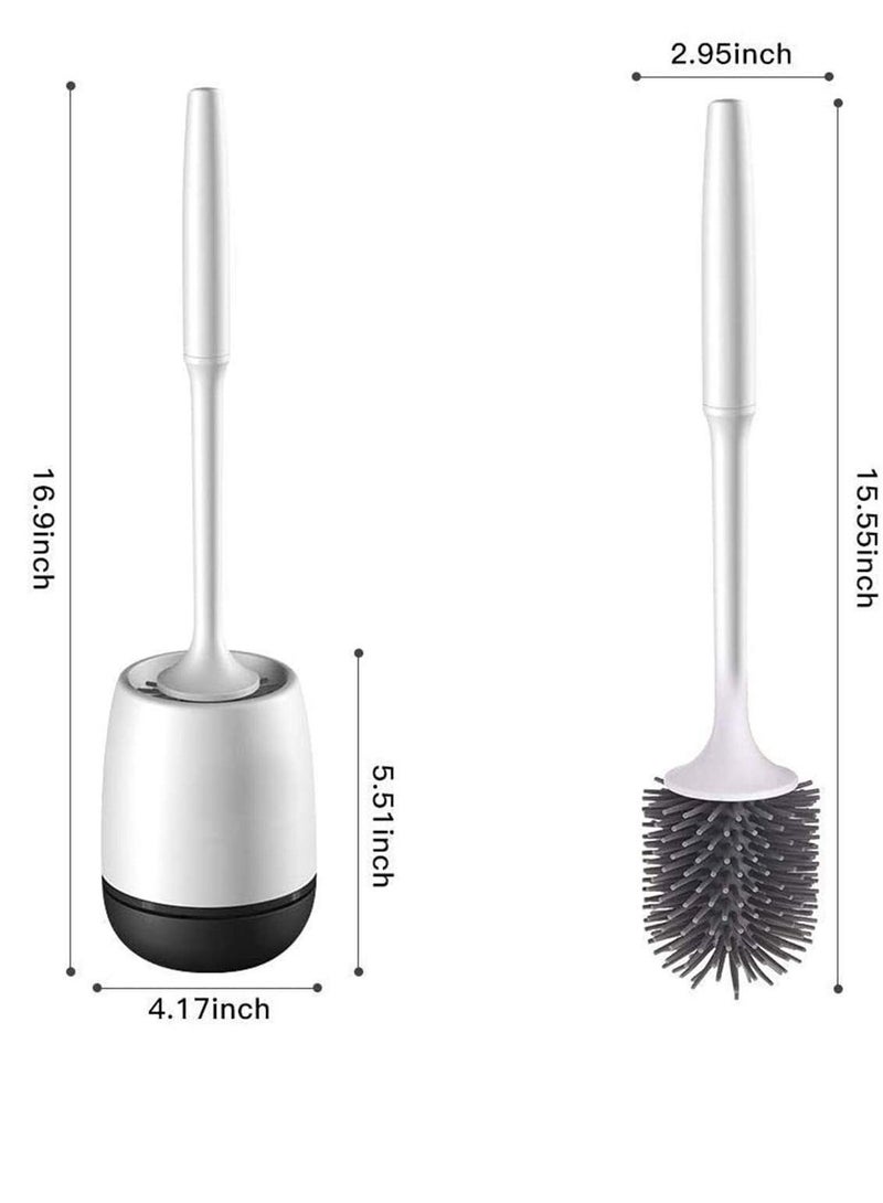 Silicone Toilet Brush and Holder Bathroom Holder Set Cleaning Kit with Soft Bristle - Image 2