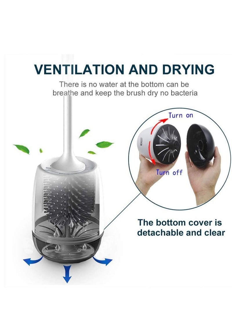 Silicone Toilet Brush and Holder Bathroom Holder Set Cleaning Kit with Soft Bristle - Image 4