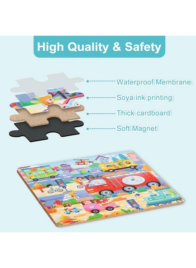 ASTARON Magnetic Puzzles for Toddlers, 25-30-42 Pieces Traffic Learning Magnet Puzzles for Road Trip, Educational Travel Toys Car Plane Activities for Kids, Kids Birthday Gifts - Image 3