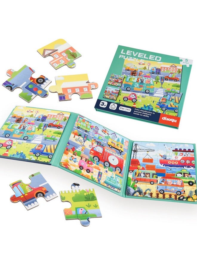 ASTARON Magnetic Puzzles for Toddlers, 25-30-42 Pieces Traffic Learning Magnet Puzzles for Road Trip, Educational Travel Toys Car Plane Activities for Kids, Kids Birthday Gifts - Image 1