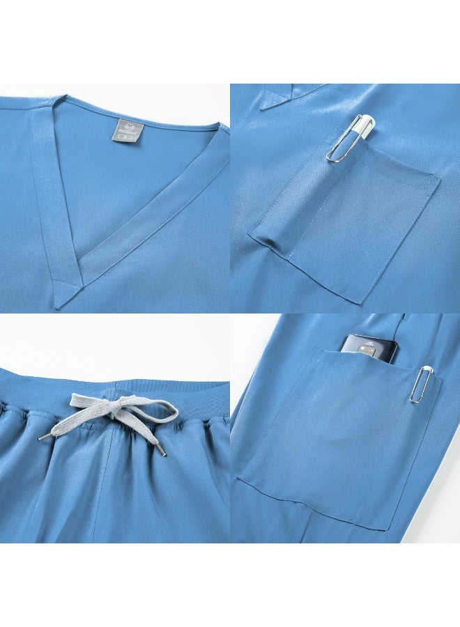 Loquat Womens Medical Scrubs Set Medical Uniform Set Green - Image 4