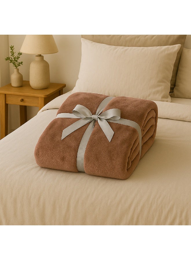 ELEGA DECOR Single Micro Fleece Flannel Blanket– (150x200 cm) Super Plush and Comfy Throw Blanket-Solid Brown | Ultra-Soft, Lightweight & All-Season Comfort
