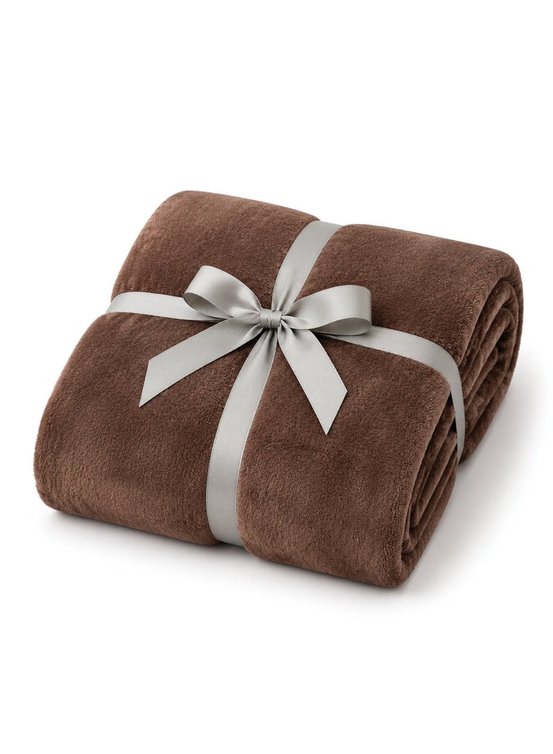 ELEGA DECOR Single Micro Fleece Flannel Single Blanket– 150x200 cm - 260 GSM, Super Plush and Comfy Throw Blanket-Solid Brown | Ultra-Soft, Lightweight & All-Season Comfort - Image 1