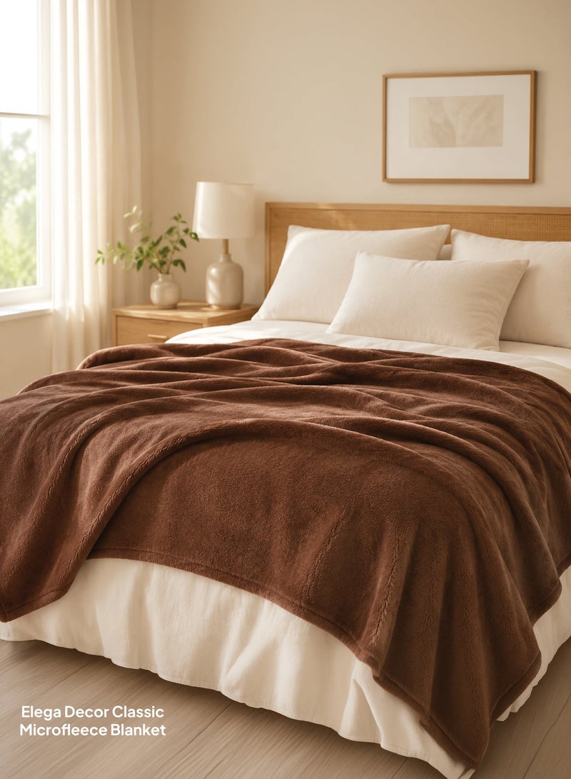 ELEGA DECOR Single Micro Fleece Flannel Single Blanket– 150x200 cm - 260 GSM, Super Plush and Comfy Throw Blanket-Solid Brown | Ultra-Soft, Lightweight & All-Season Comfort - Image 2