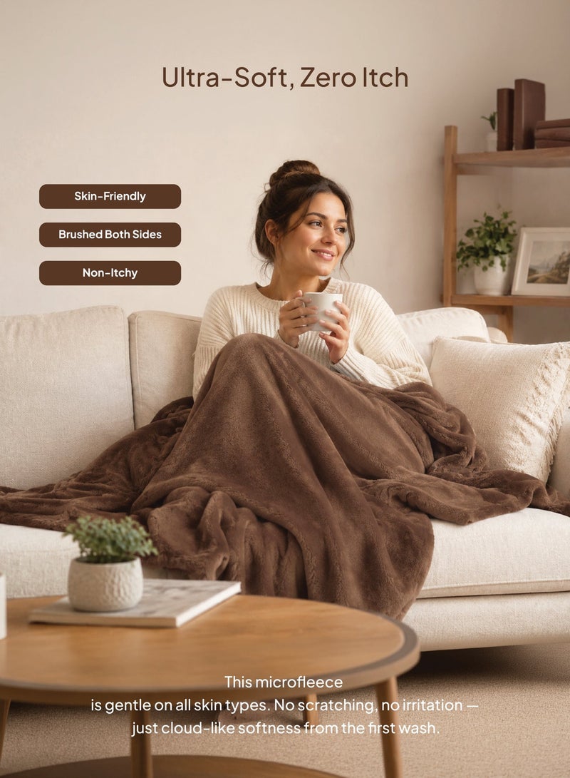 ELEGA DECOR Single Micro Fleece Flannel Single Blanket– 150x200 cm - 260 GSM, Super Plush and Comfy Throw Blanket-Solid Brown | Ultra-Soft, Lightweight & All-Season Comfort - Image 3