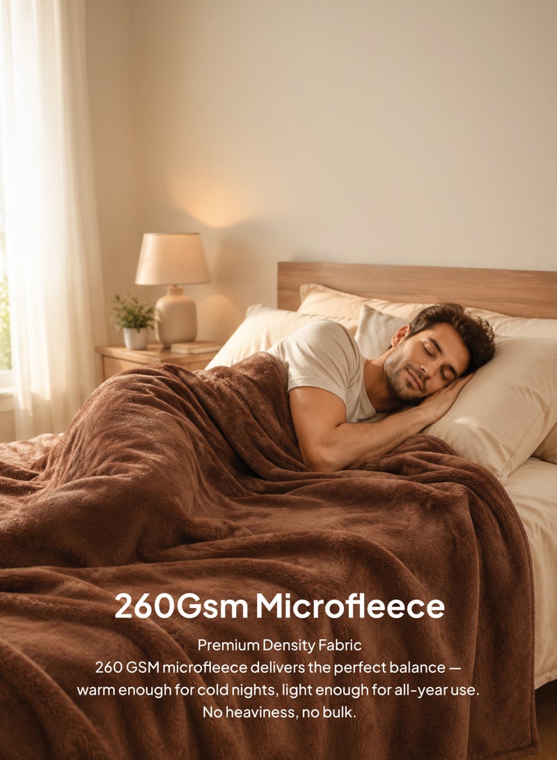 ELEGA DECOR Single Micro Fleece Flannel Single Blanket– 150x200 cm - 260 GSM, Super Plush and Comfy Throw Blanket-Solid Brown | Ultra-Soft, Lightweight & All-Season Comfort - Image 5