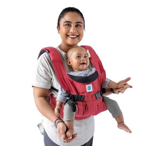 SOULSLINGS 4-in-1 Lali Baby Carrier Bag- Ruby - Cotton | Compact & Lightweight (400g) | Adjustable for 0-24 Months (4-15kg) | Machine Washable & Handwashable | Breastfeeding Friendly - Image 1