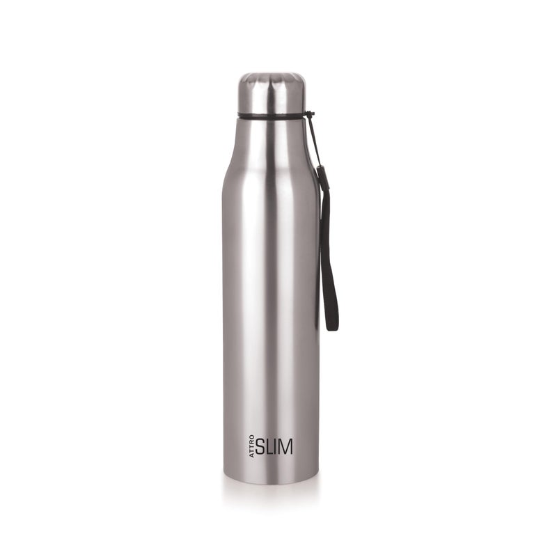 Attro Slim Stainless Steel Single Wall 1000Ml Water Bottle, Light Weighted Leak -Proof Use For Office, School, Outdoor & Gym - Silver - Image 5