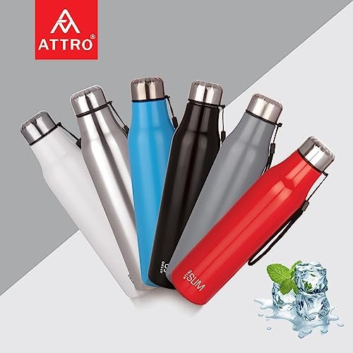 Attro Slim Stainless Steel Single Wall 1000Ml Water Bottle, Light Weighted Leak -Proof Use For Office, School, Outdoor & Gym - Silver - Image 3