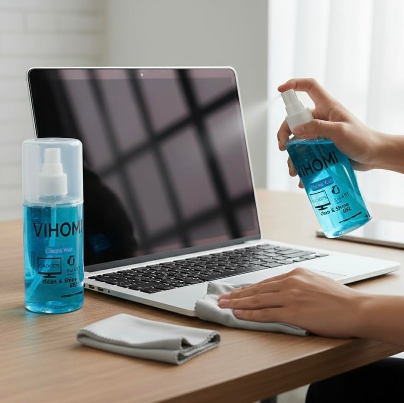 VIHOMI Extra Large 225ml Gel Spray Cleaner with Microfibre Cloth for Laptop, Mackbook,PC, Mobile, Tablet, Camera & All Screens, Safe Streak-Free Deep Cleaning - Image 4