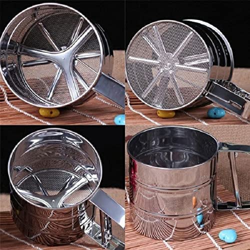 CALIST Baking Stainless Steel Shaker Sieve Cup Manual Flour Sifter with Handle Measuring Scale Mark for Flour Icing Sugar - Image 3