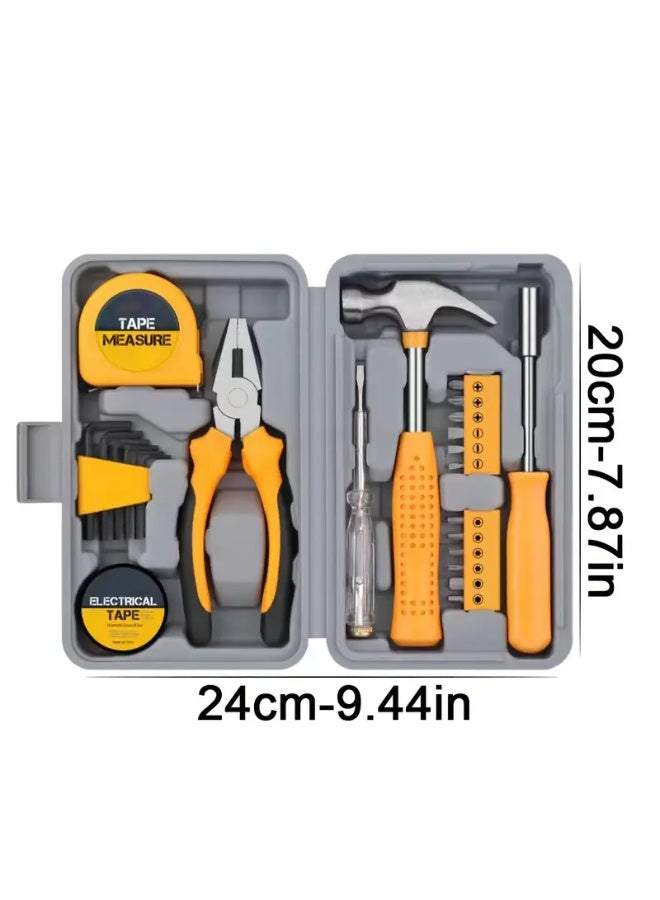 23pcs Tool Set, Girls Repair Tool Set, Portable Toolbox with Adjustable Wrench Pliers Socket Screwdriver Hammer with Plastic Storage Box, Suitable for House Apartment Garage (Yellow), Perfect Gift for Halloween And Christmas  - Image 4