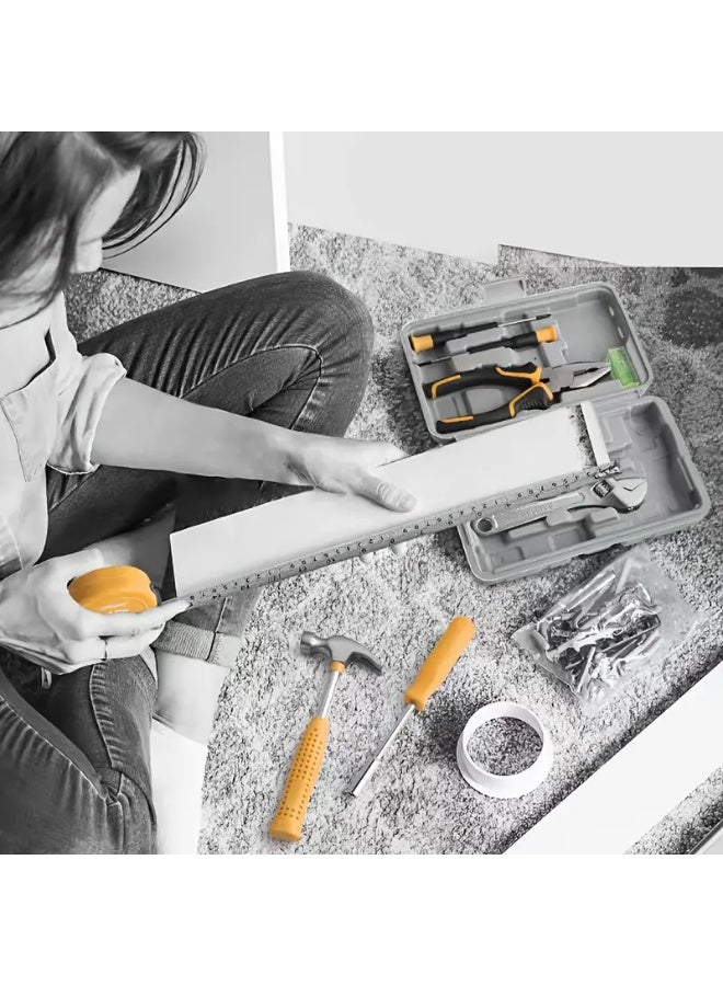 23pcs Tool Set, Girls Repair Tool Set, Portable Toolbox with Adjustable Wrench Pliers Socket Screwdriver Hammer with Plastic Storage Box, Suitable for House Apartment Garage (Yellow), Perfect Gift for Halloween And Christmas  - Image 2