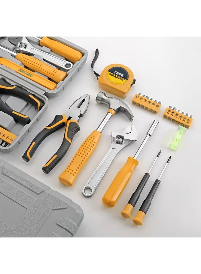 23pcs Tool Set, Girls Repair Tool Set, Portable Toolbox with Adjustable Wrench Pliers Socket Screwdriver Hammer with Plastic Storage Box, Suitable for House Apartment Garage (Yellow), Perfect Gift for Halloween And Christmas  - Image 3