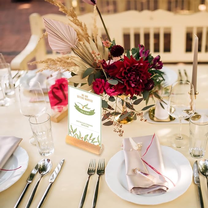 BIRDBRID Wood Place Card Holder Stand, 6cm Elegant Tabletop Sign Display for Weddings, Conferences, Restaurants, Pack of 6 - Image 5