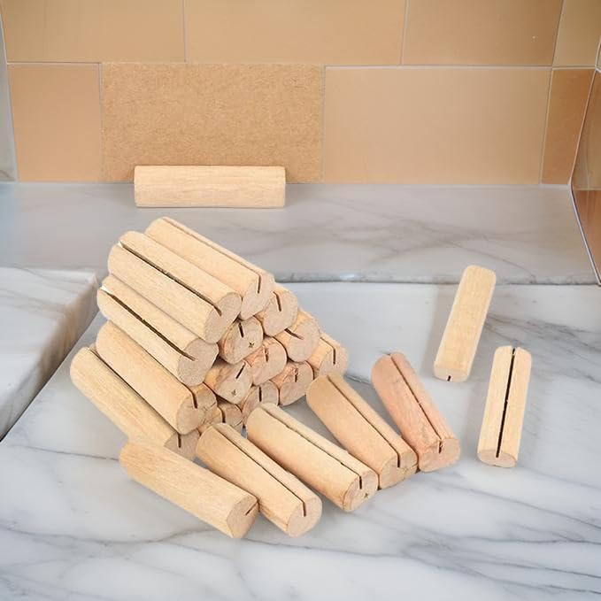 BIRDBRID Wood Place Card Holder Stand, 6cm Elegant Tabletop Sign Display for Weddings, Conferences, Restaurants, Pack of 6 - Image 2