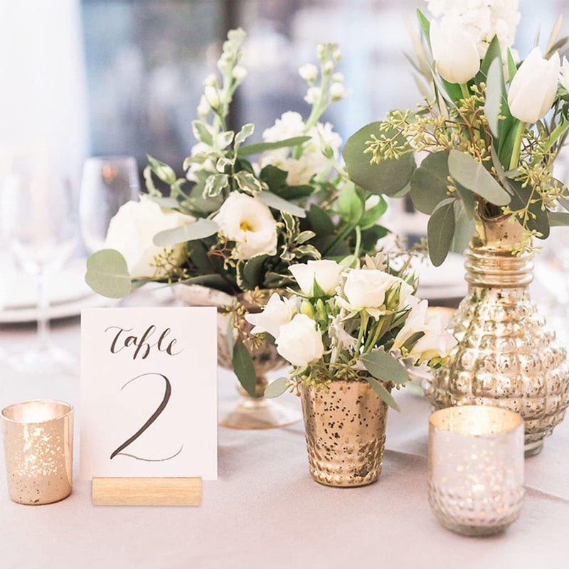 BIRDBRID Wood Place Card Holder Stand, 6cm Elegant Tabletop Sign Display for Weddings, Conferences, Restaurants, Pack of 6 - Image 3