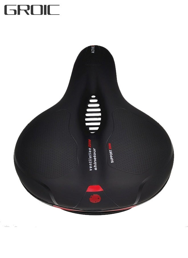 GROIC Comfortable Bike Seat Cushion -Bicycle Seat for Men Women with Dual Shock Absorbing Ball Memory Foam Waterproof Wide Bicycle Saddle Fit for Stationary/Exercise/Indoor/Mountain/Road Bikes  - Image 1